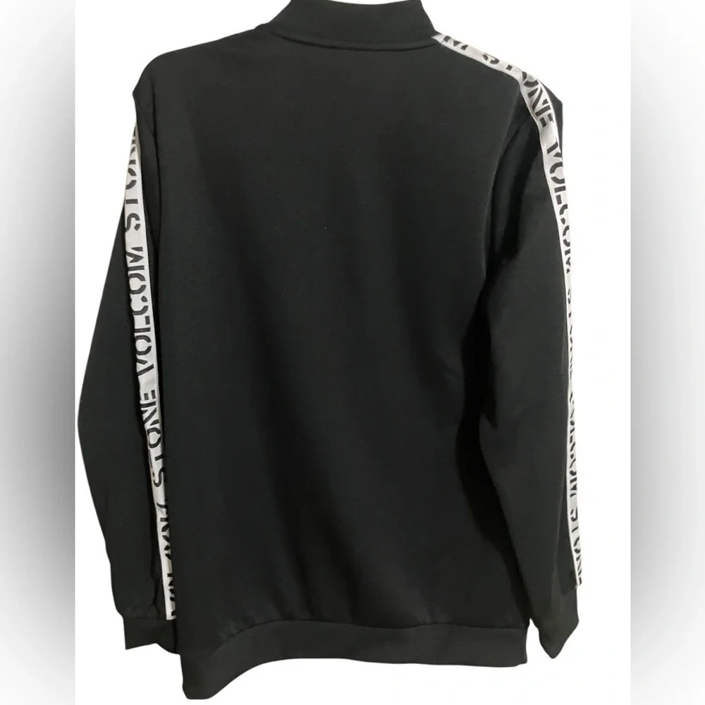 VOLCOM Stone Album Full-Zip Black Track Jacket Sleeve Logo Lettering Men’s Small